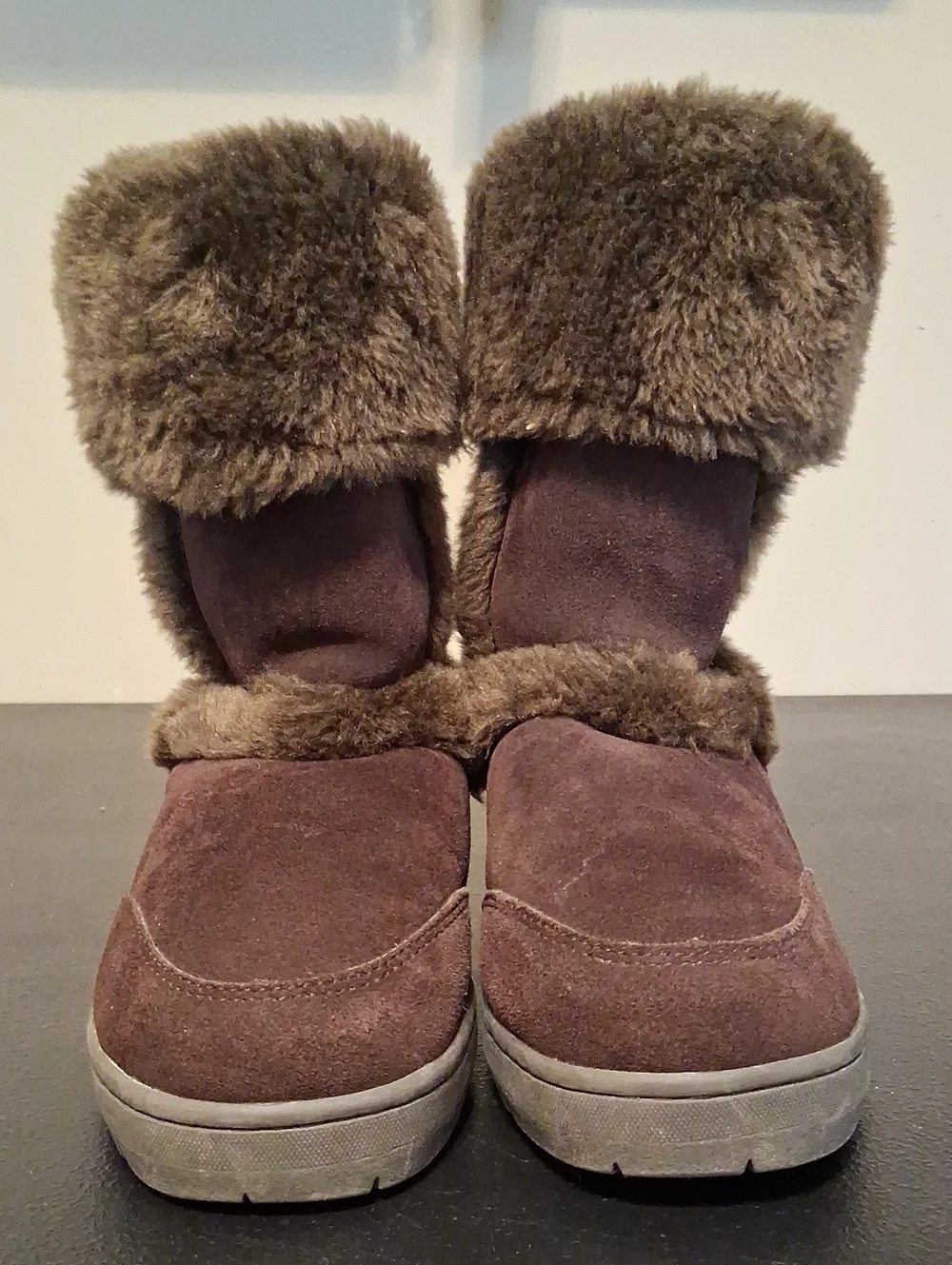 Style & Co. Witty Genuine Brown Leather Mid-Calf Winter Faux Fur Ljned Boots 10M